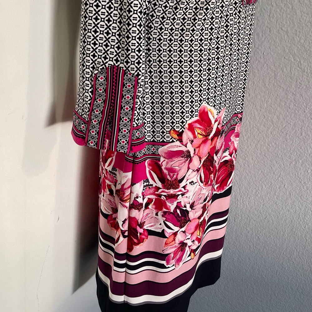 Womens New York & Company Black and Pink Patterned Dress - Picture 4 of 7